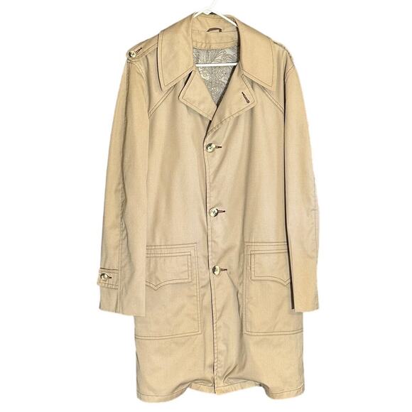 Vintage Best Season Mate All Weather Tan Trench Coat Size L - Picture 1 of 5